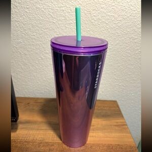 Starbucks Winter 2022 Stainless Steel Cold Cup Purple Puffy 24oz Tumbler (NEW)